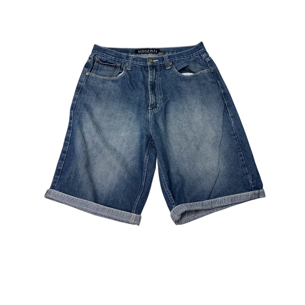 Vintage Y2k Koman Denim Shorts Mens 34‎ Blue Jean Relaxed Fit Cuffed 90s